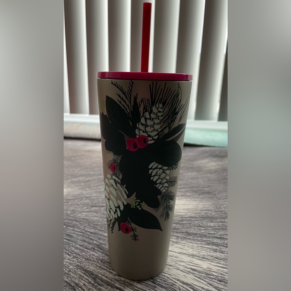 NWT Starbucks 24oz Winter/Holiday Greenery Metal Cold Beverage Tumbler - Picture 7 of 8